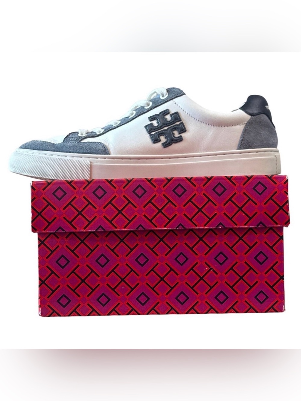 Tory Burch Color Block T Logo Leather Sneakers 9.5 Box Style 161131